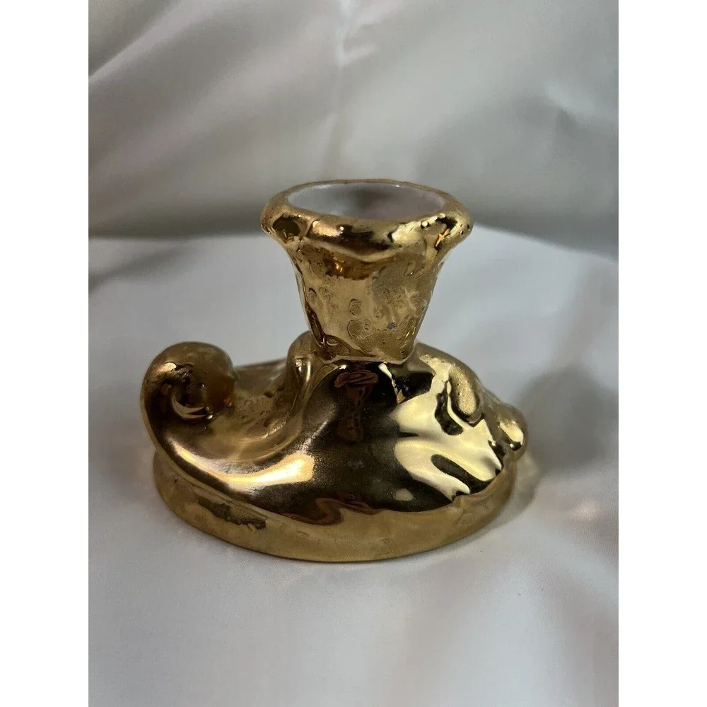 Set‎ of 3 Dixon Art Studios 22 kt. Weeping Gold Candle Holder Salt Shaker Bell
